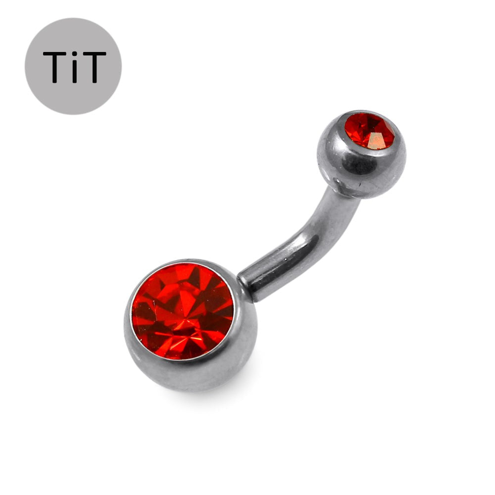 G23 Titanium Double Jewelled Belly Banana Ring