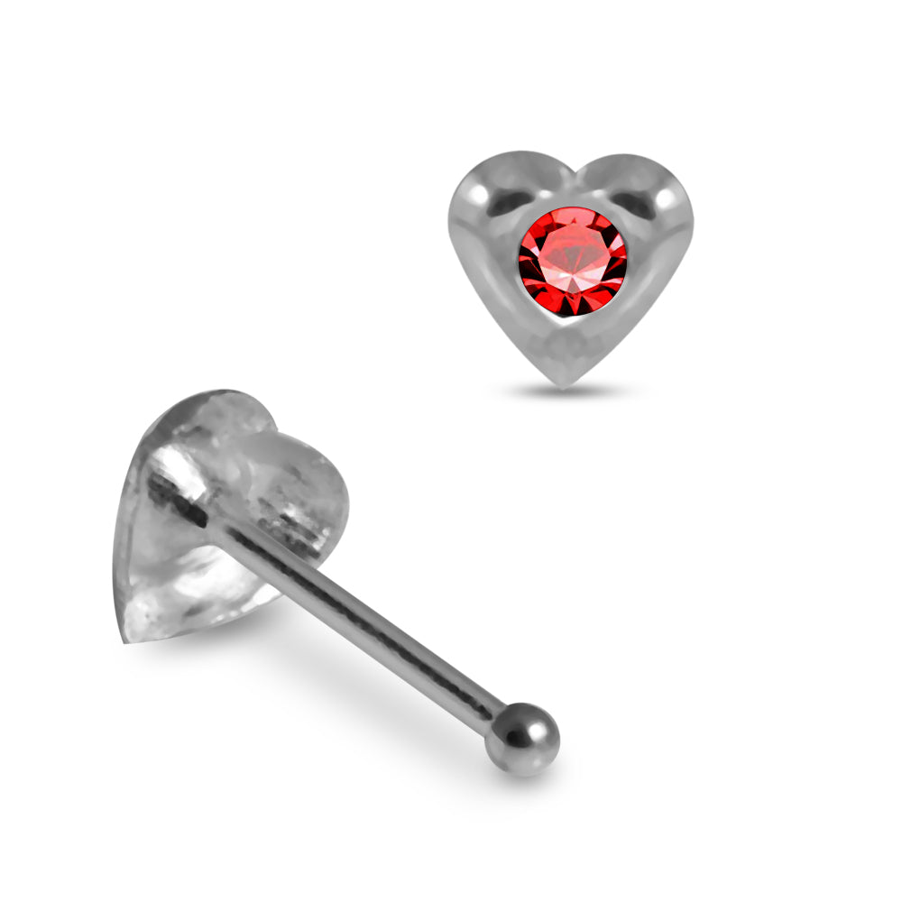 925 Sterling Silver 5pcs Jewelled Heart Nose Bone Set