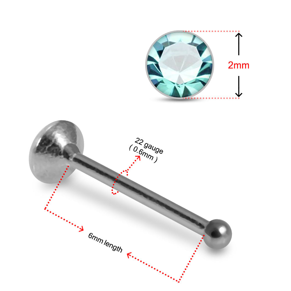 925 Sterling Silver 5pcs CZ Nose Bone Box