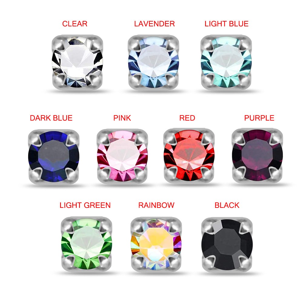925 Sterling Silver 10pcs CZ Nose Bone Box
