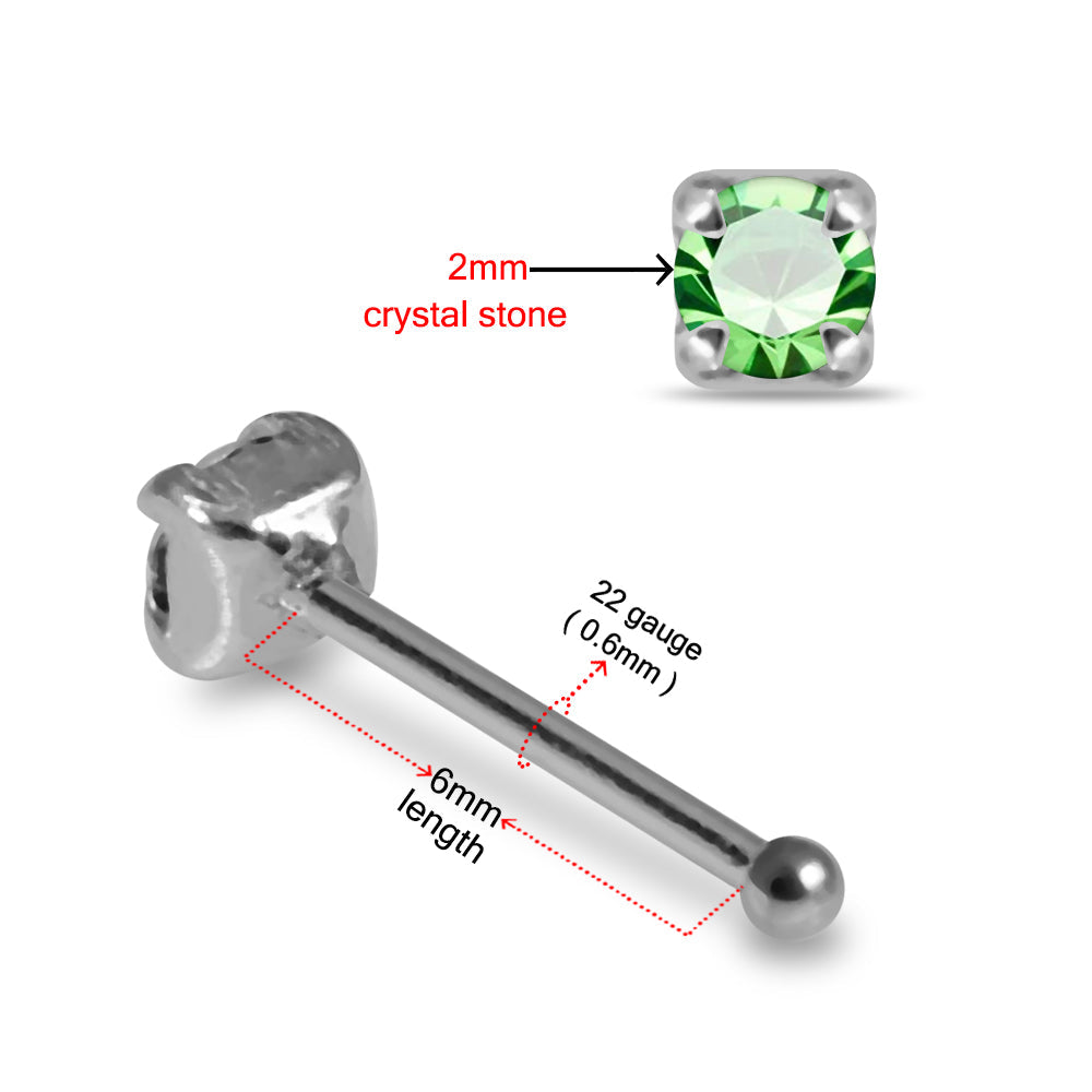 925 Sterling Silver 5pcs Round CZ Nose Bone Box