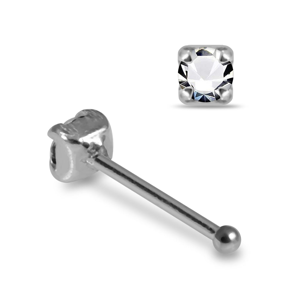 925 Sterling Silver 5pcs Round CZ Nose Bone Box