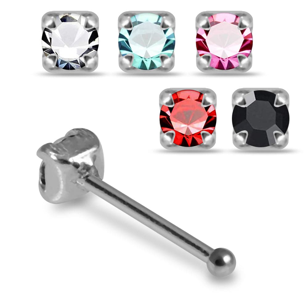 925 Sterling Silver 5pcs Round CZ Nose Bone Box