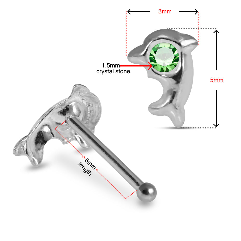 925 Sterling Silver 5pcs Jewelled Dolphin Nose Bone Box
