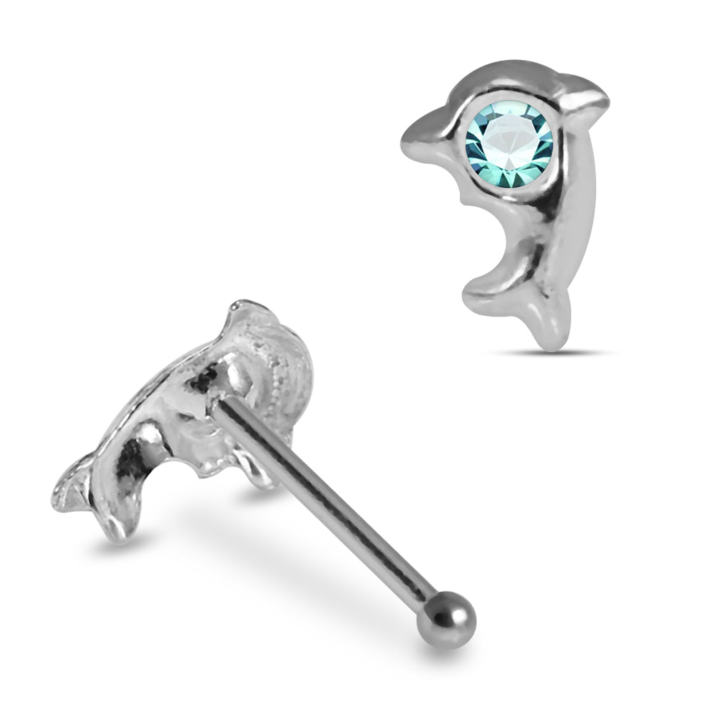 925 Sterling Silver 5pcs Jewelled Dolphin Nose Bone Box