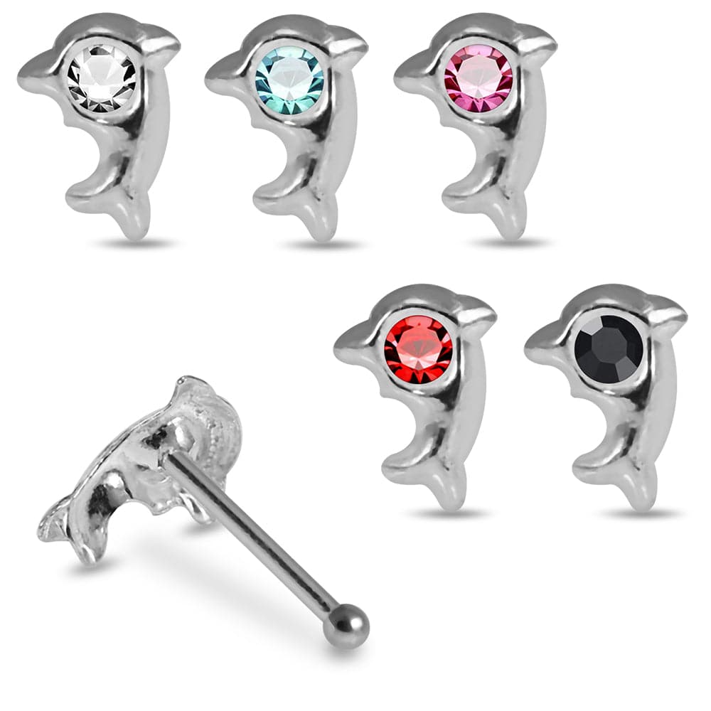 925 Sterling Silver 5pcs Jewelled Dolphin Nose Bone Box