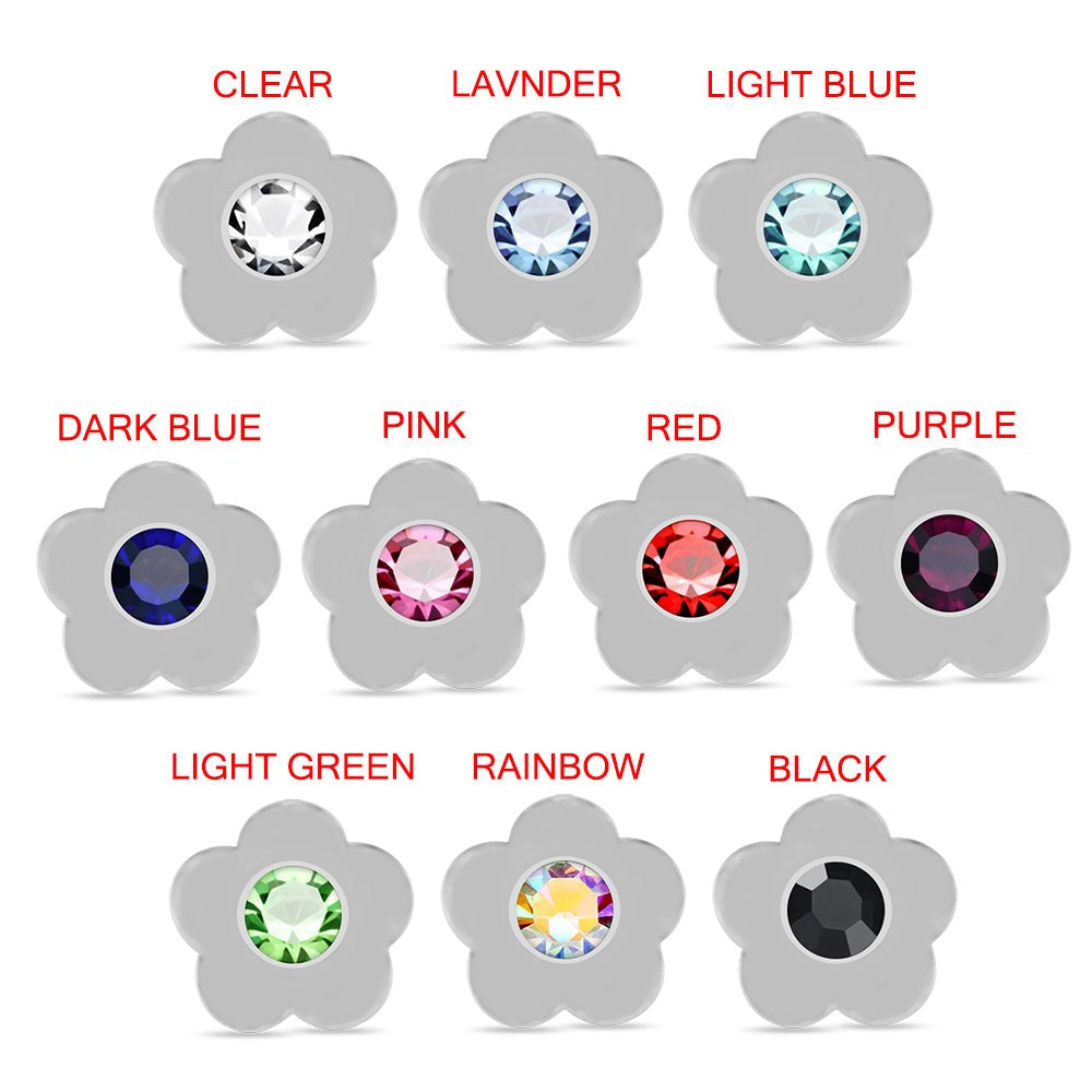 925 Sterling Silver 10pcs Jewelled Flower Nose Bone Box
