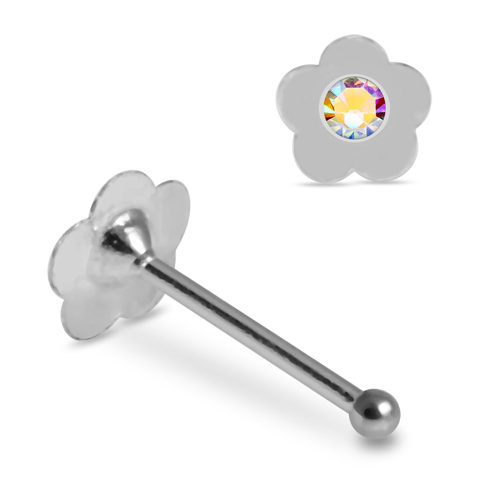 925 Sterling Silver 10pcs Jewelled Flower Nose Bone Box