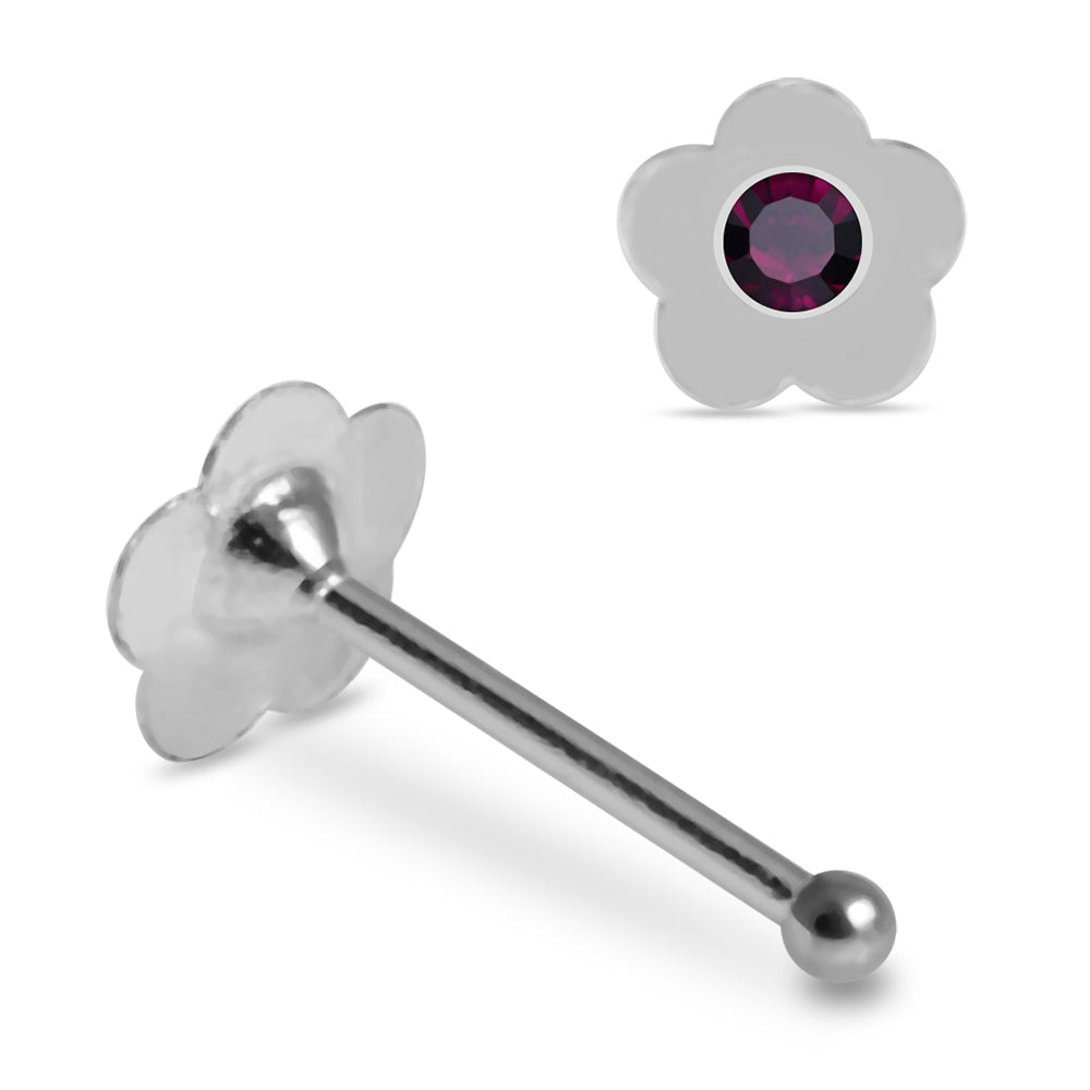 925 Sterling Silver 10pcs Jewelled Flower Nose Bone Box