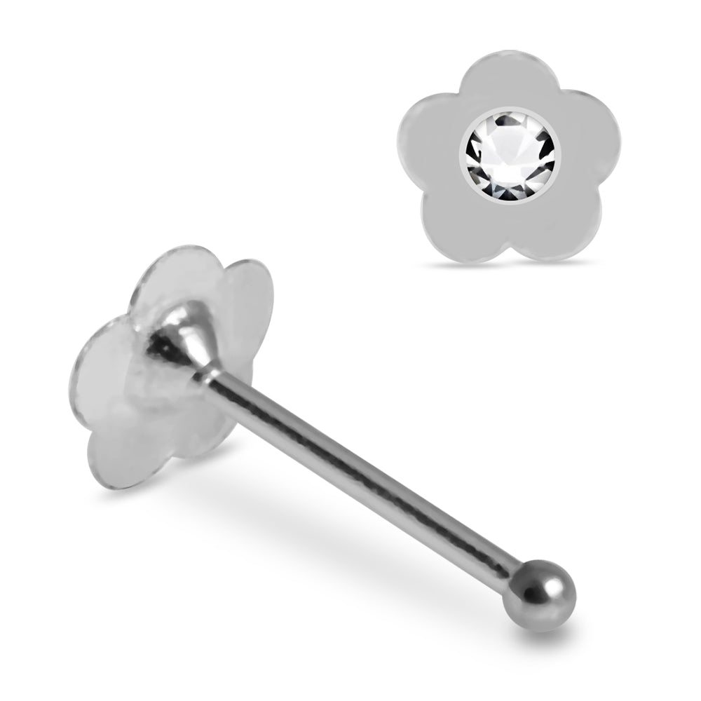 925 Sterling Silver 5pcs Jewelled Flower Nose Bone Box