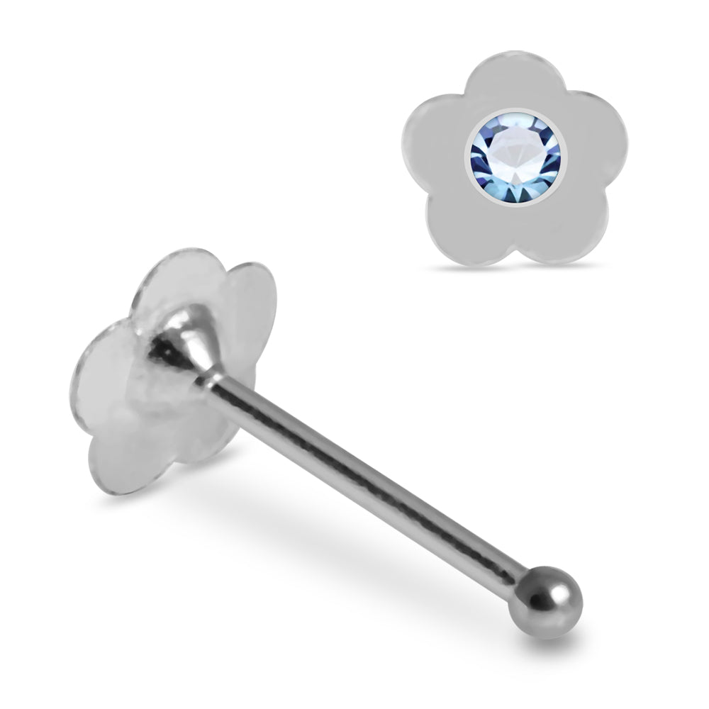925 Sterling Silver 10pcs Jewelled Flower Nose Bone Box