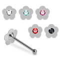 925 Sterling Silver 5pcs Jewelled Flower Nose Bone Box