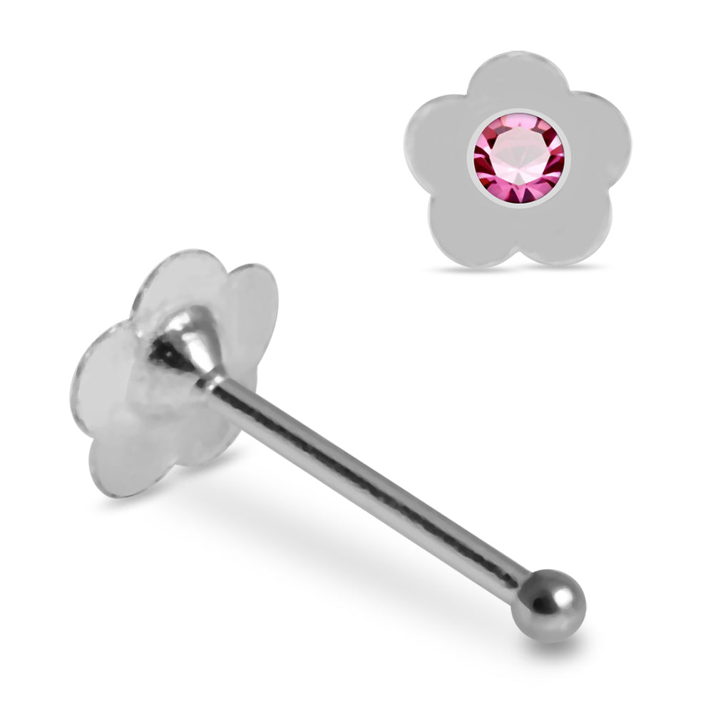 925 Sterling Silver 10pcs Jewelled Flower Nose Bone Box