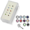 925 Sterling Silver 10pcs Jewelled Round CZ Nose Bone Set