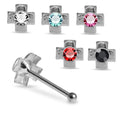 925 Sterling Silver 5pcs Jewelled Cross Nose Bone Box