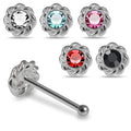 925 Sterling Silver 5pcs CZ Jewelled Flower Design Nose Bone Box