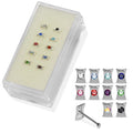 925 Sterling Silver 10pcs CZ Jewelled Bow Design Nose Bone Box