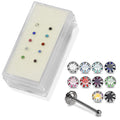 925 Sterling Silver 10pcs 2mm Round CZ Jewelled in Flower Claw Setting Nose Bone Box