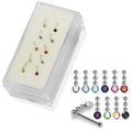 925 Sterling Silver 10pcs CZ Dangling in Chain Nose Bone Set