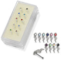 925 Sterling Silver 10pcs CZ Jewelled Small Snake Nose Bone Box