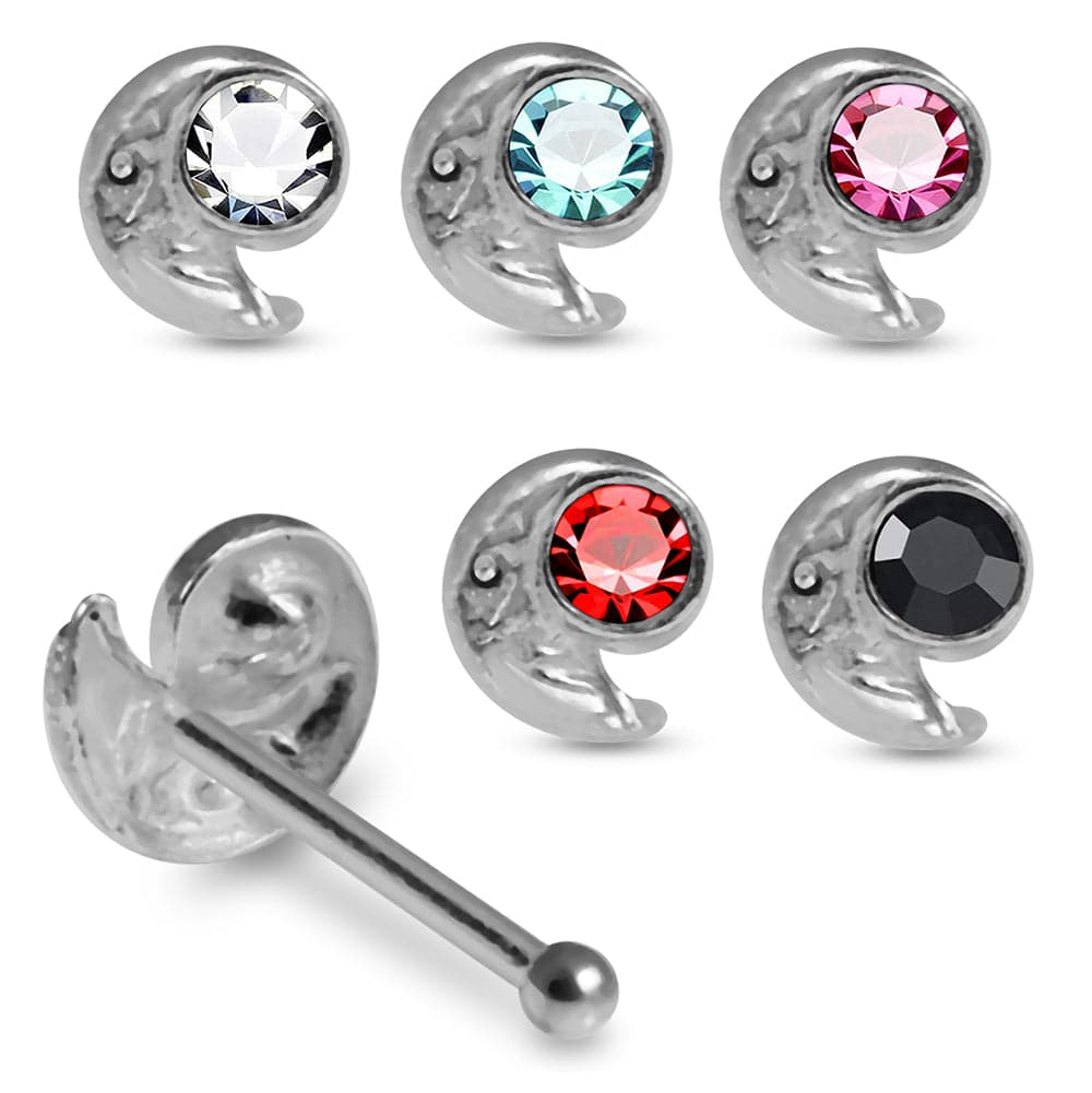 925 Sterling Silver 5pcs CZ Jewelled Snail Design Nose Bone Box