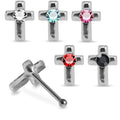 925 Sterling Silver 5pcs CZ Jewelled Cross Nose Bone Box