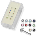 925 Sterling Silver 10pcs CZ Jewelled Sun Nose Bone Set