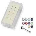 925 Sterling Silver 10pcs CZ Jewelled Nose Bone Set