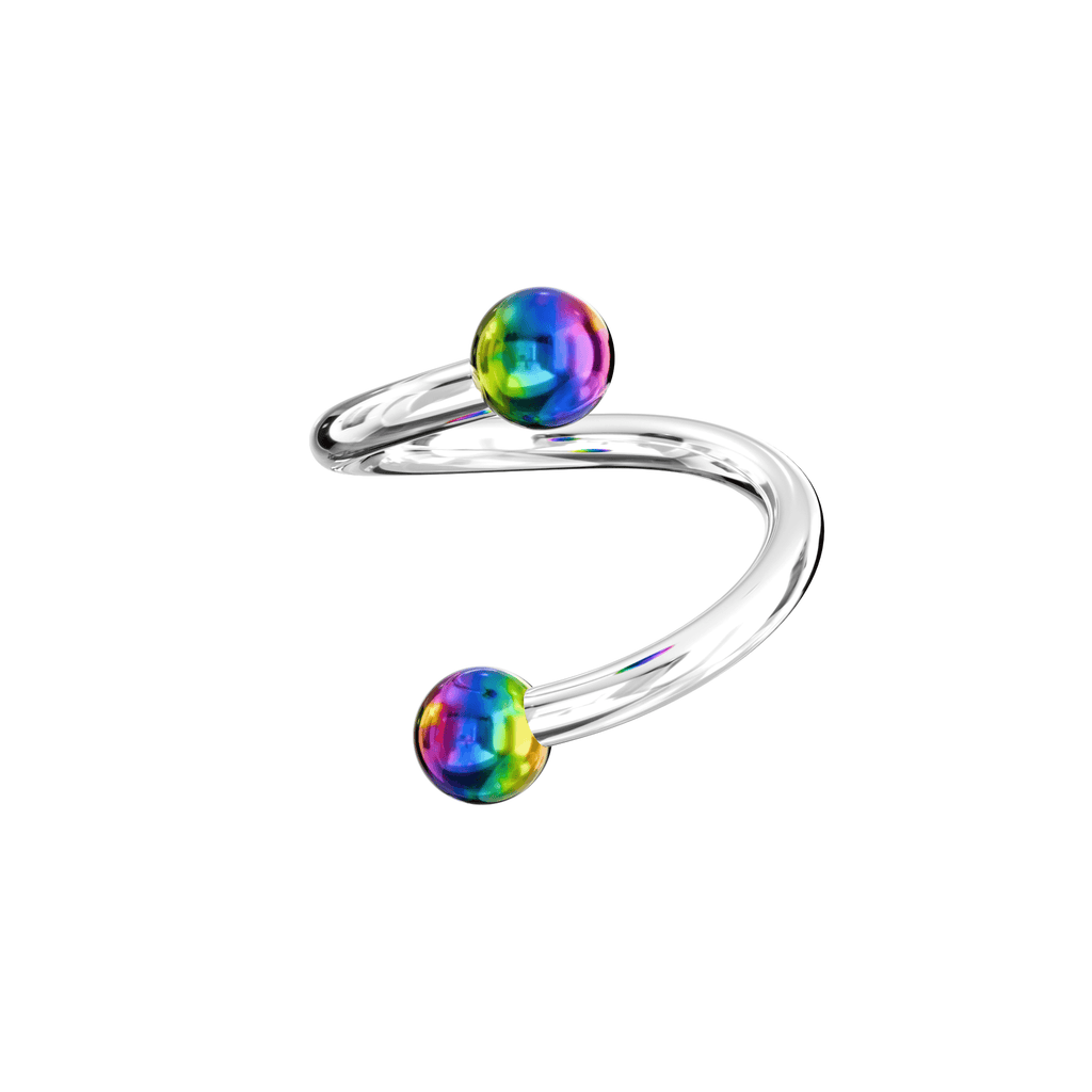 316L Surgical Steel Twisted Barbell with Anodised Ball