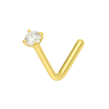 14K Gold Claw-Set Moissanite Stone L-bend Nose Stud