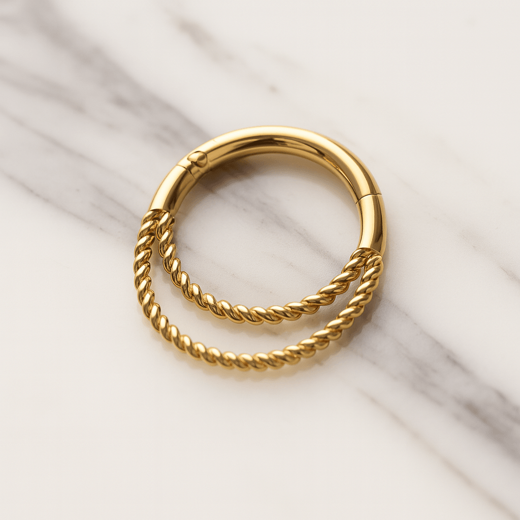 925 Sterling Silver Twisted Double Segment Clicker Ring