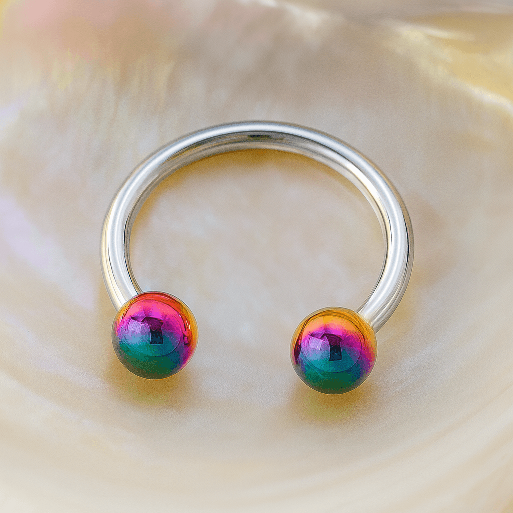 316L Surgical Steel Circular Barbell with Anodised Ball