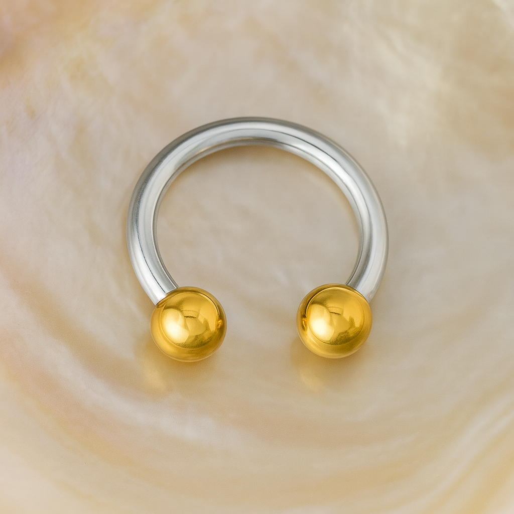 316L Surgical Steel Circular Barbell with Anodised Ball