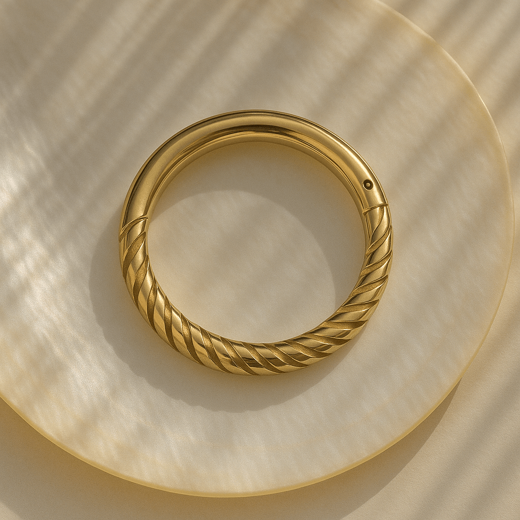 9K Gold Twisted Hinged Segment Clicker Ring