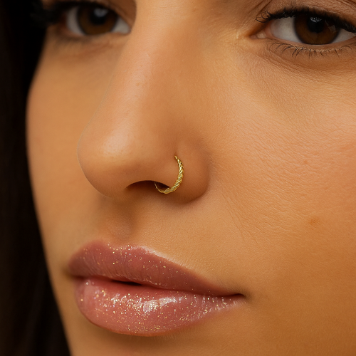 14K Gold Laser Cut Hinged Segment Hoop Ring