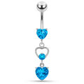925 Sterling Silver Jewelled Heart Cutout Navel Belly Piercing
