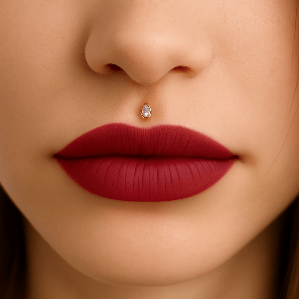14K Gold Teardrop CZ Top With Internal Thread Base Labret