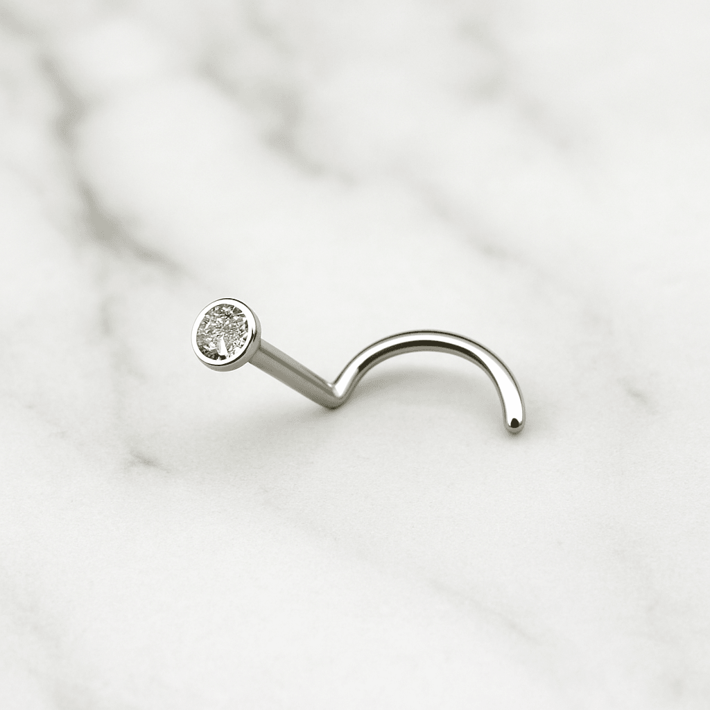 EO Gas Sterilised G23 Titanium CZ Jewelled Nose Screw
