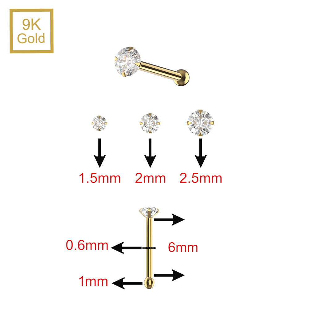 9K Gold Claw Set Round Lab Grown Diamond Nose Bone