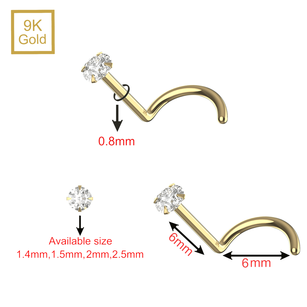 9K Gold with Genuine Diamond Nose Screw