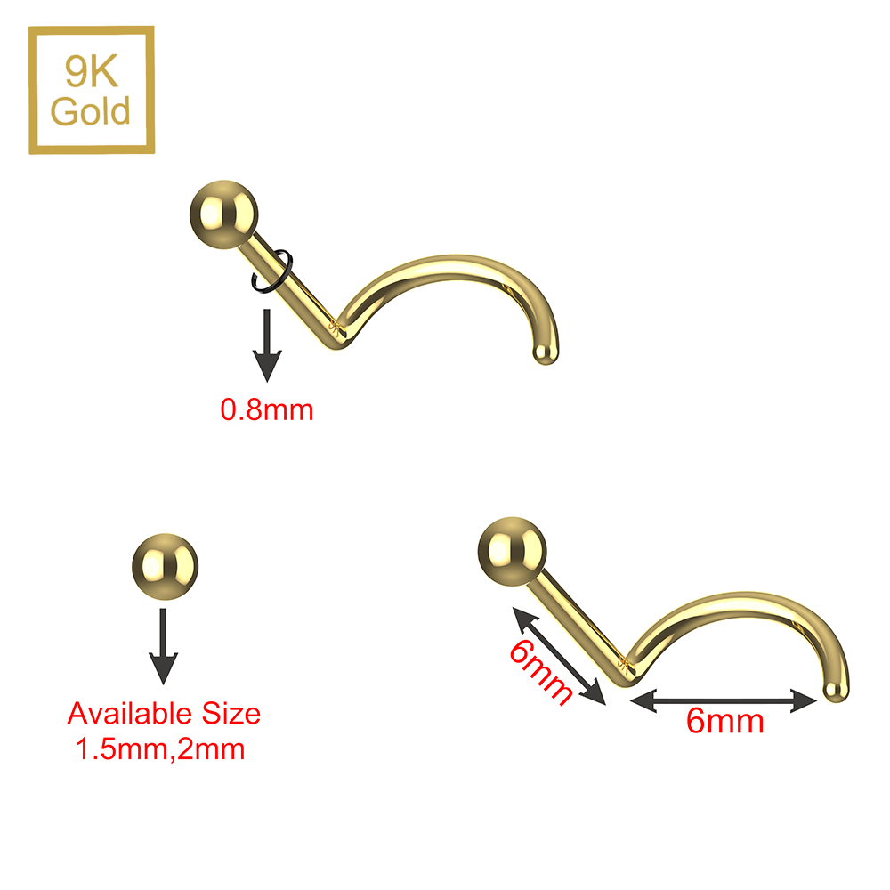 9K Gold Nose Screw