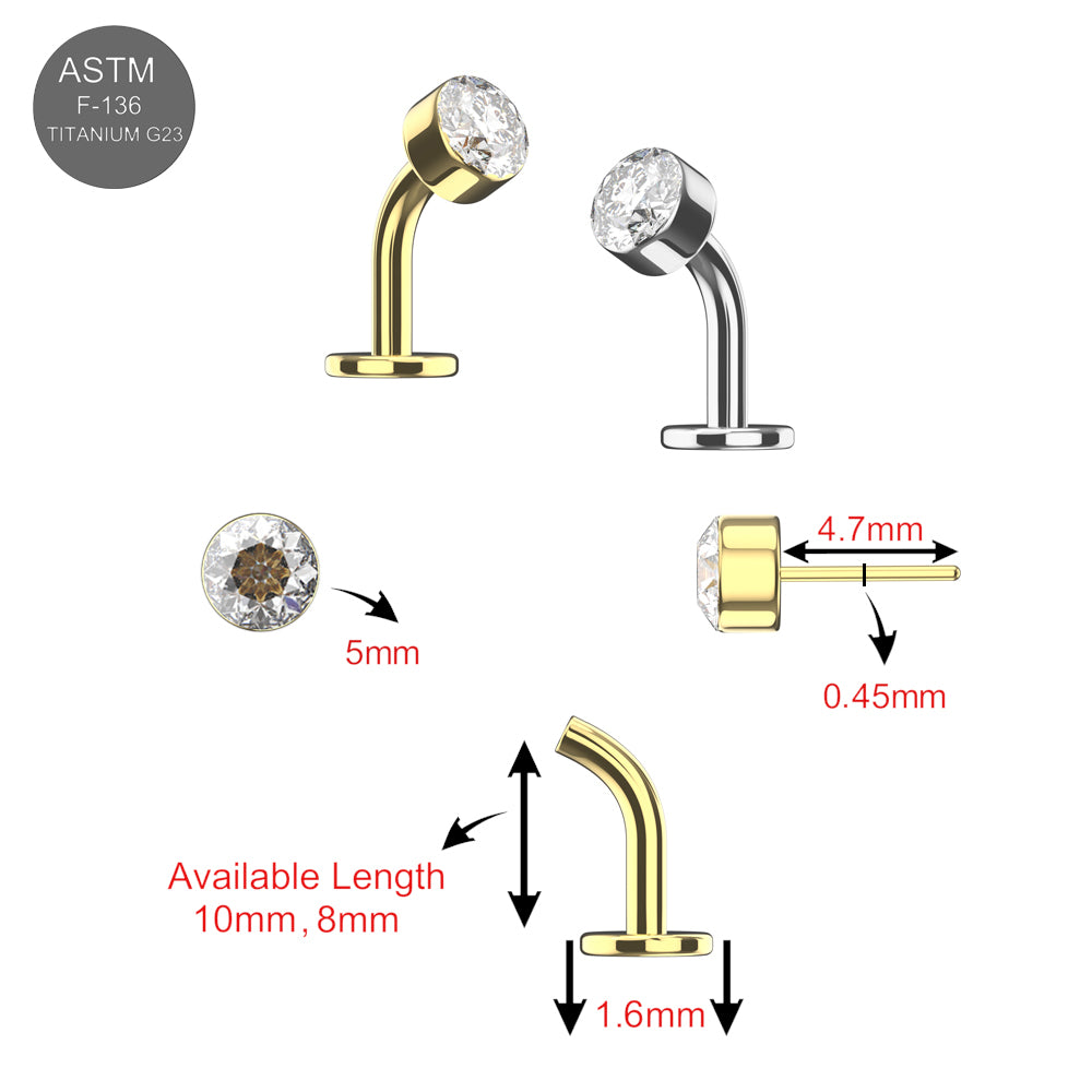 G23 Titanium Round CZ Jewelled Threadless Floating Belly Ring