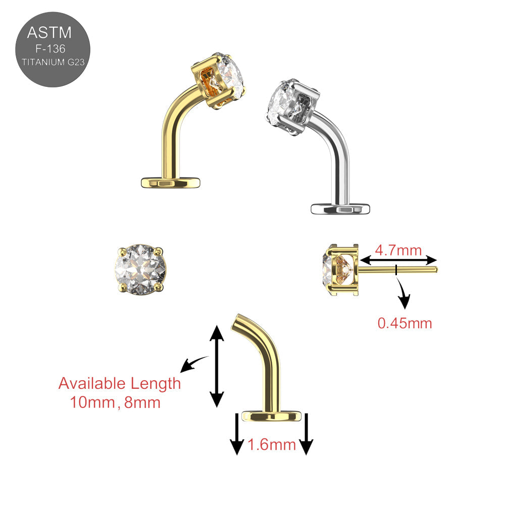 G23 Titanium Round CZ Jewelled Threadless Floating Belly Ring