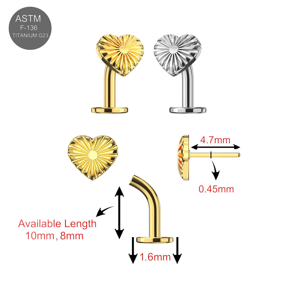 G23 Titanium Radiant Heart Threadless Floating Belly Ring