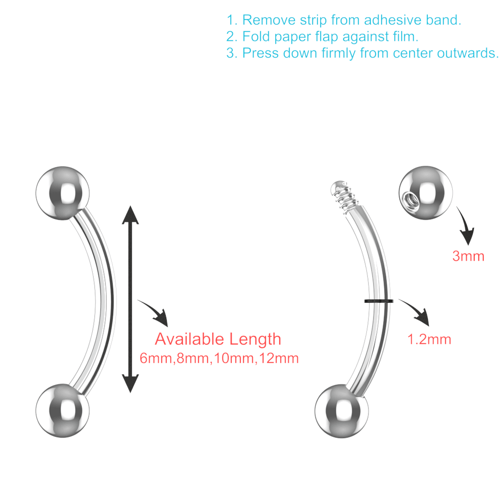 EO Gas Sterilised 316L Surgical Steel Externally Threaded Ball End Curved Bar