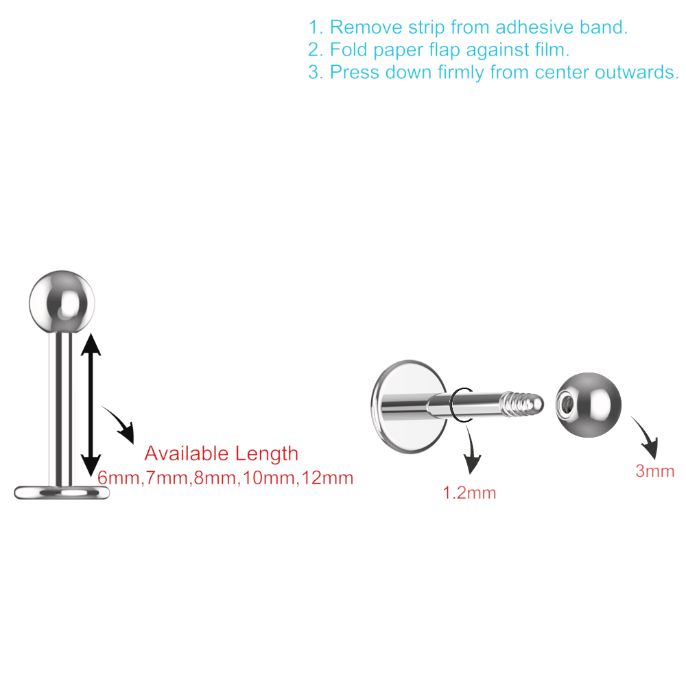 EO Gas Sterilised 316L Surgical Steel Externally Threaded Ball Top Labret