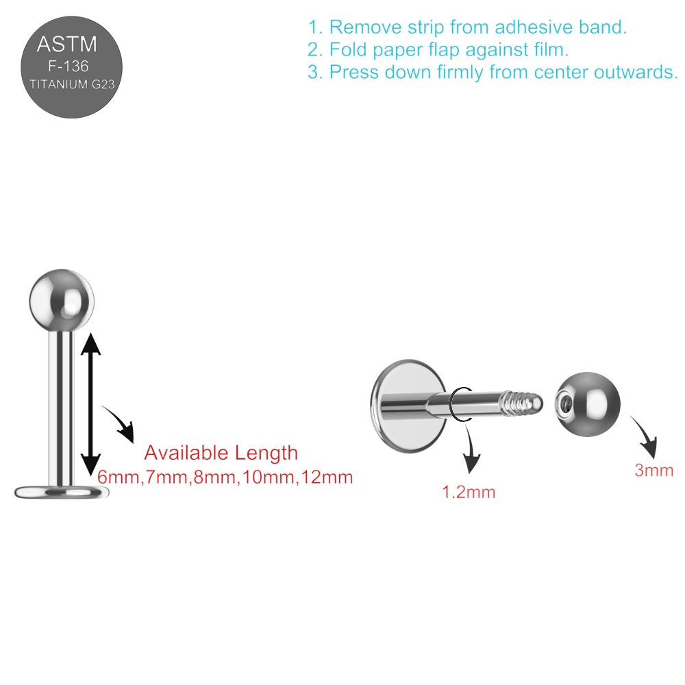 EO Gas Sterilised G23 Titanium Externally Threaded Ball Top Labret