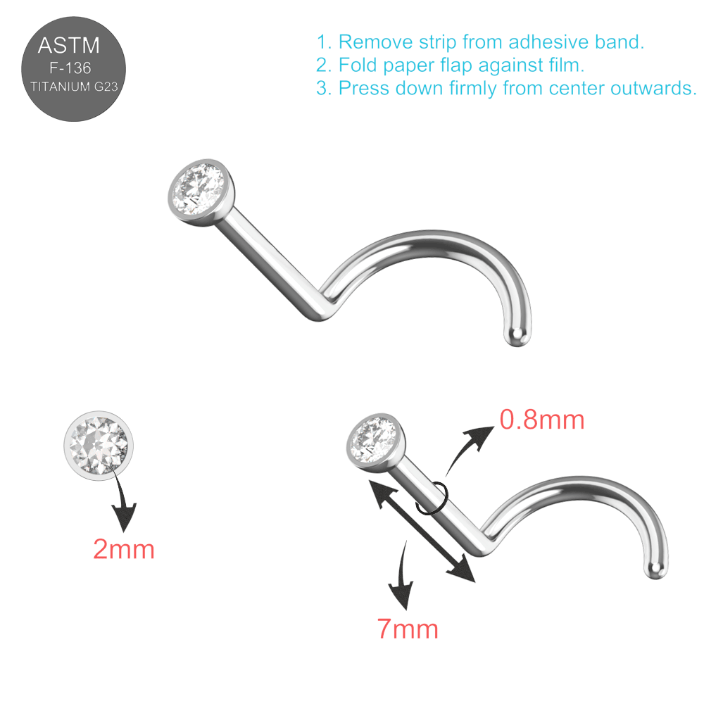 EO Gas Sterilised G23 Titanium CZ Jewelled Nose Screw