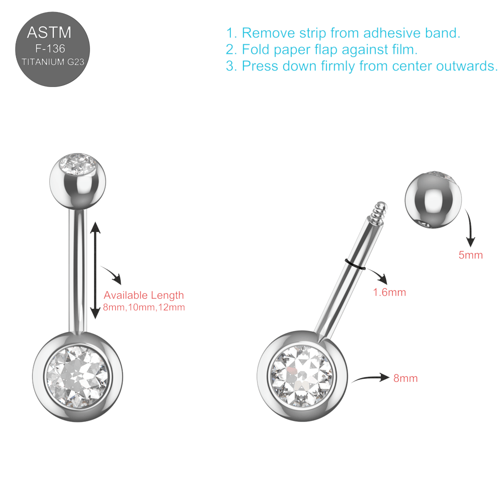 EO Gas Sterilised G23 Titanium Double CZ Jewelled Banana Belly Ring