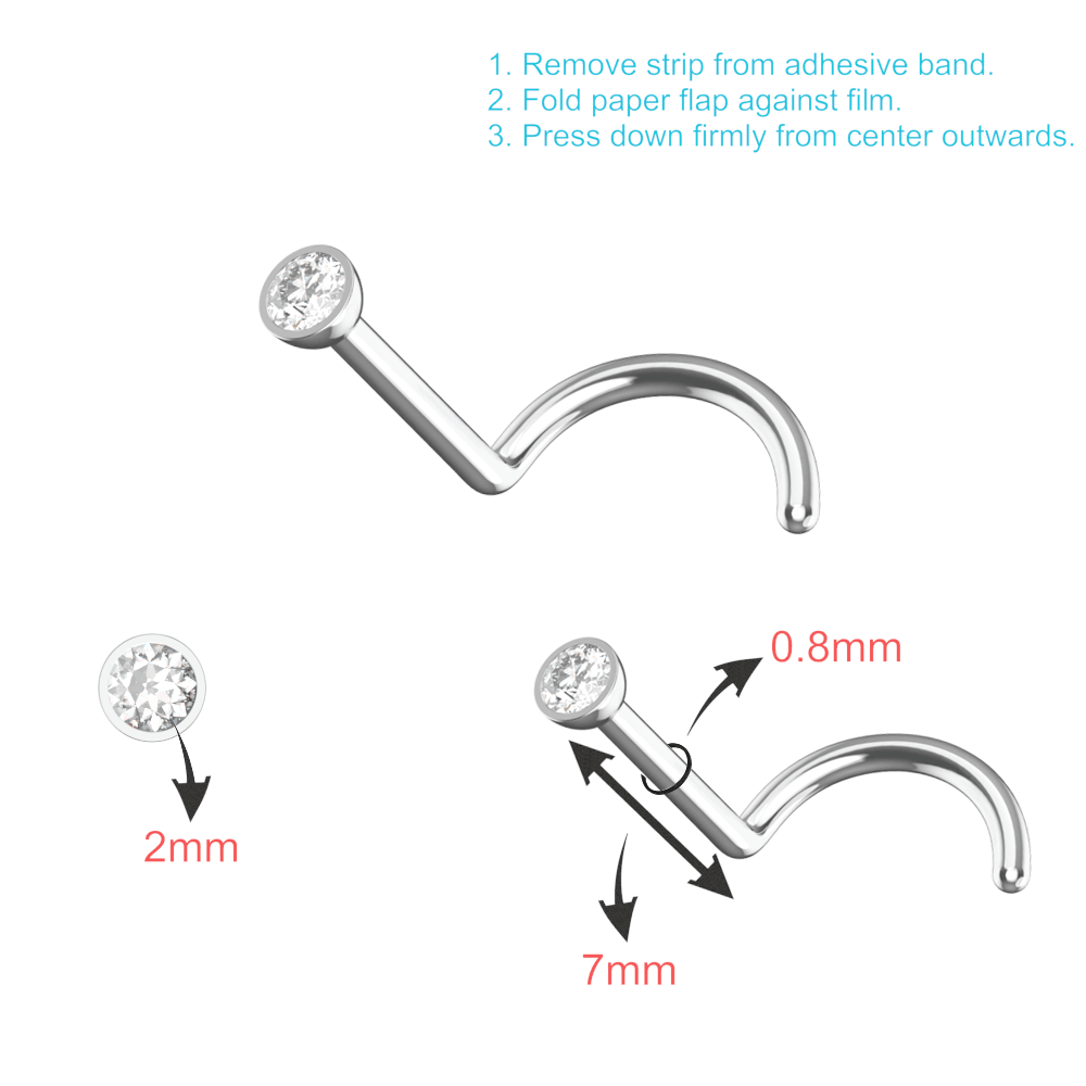 EO Gas Sterilised 316L Surgical Steel CZ Jewelled Nose Screw